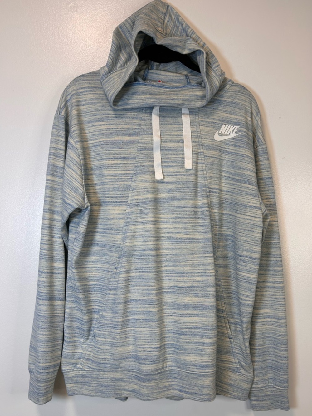 Nike Hooded Blue Spacedye Pullover Sweatshirt Kangaroo Pockets Women’s Medium